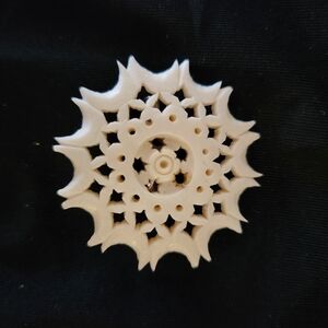 RARE Genuine Antique Elephant Ivory Flower Pin Brooch Excellent Condition REAL